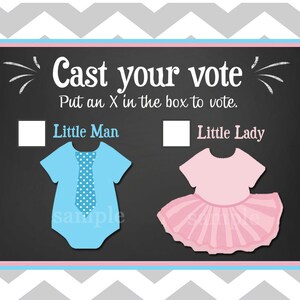 Gender Reveal Voting Cards: Little Man or Little Lady (PDF Pattern)
