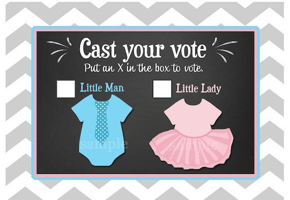 Gender Reveal Voting Cards Printable - Little Man or Little Lady - from theTies or Tutus Collection Il_570xn