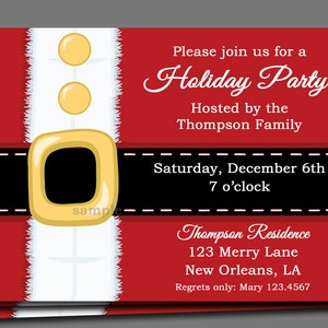Christmas Party Invitation Printed with envelopes - Santa Claus is Coming to Town