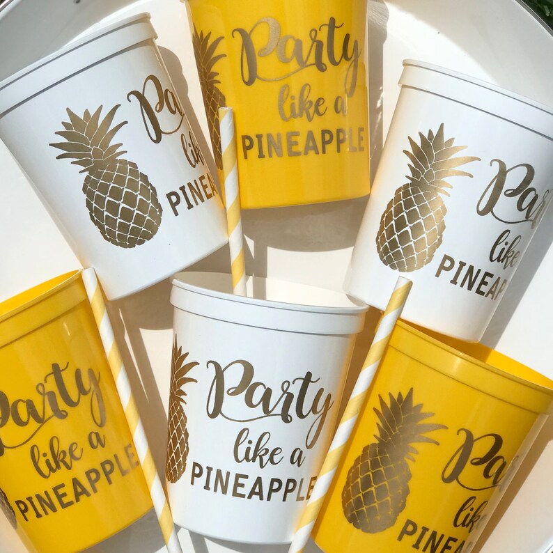 Pineapple Cups Party Like a Pineapple Plast Stadium Cups Etsy