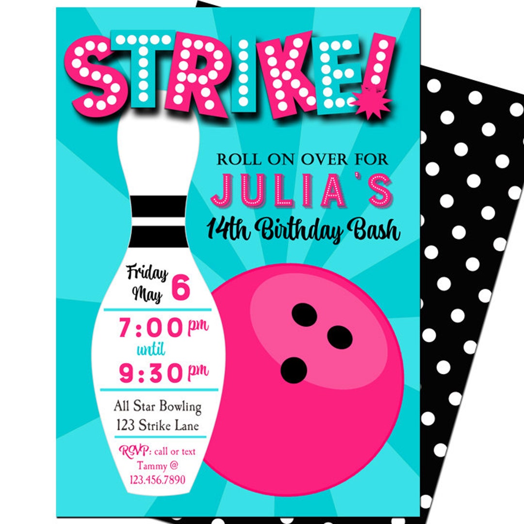 Bowling Invitation Printable or Printed With FREE SHIPPING Girl Bowling Collection - Etsy