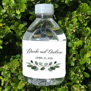 Wedding Water Labels Printed Engagement Party Rehearsal Dinner Birthday Eucalyptus Leaf Evelyn Collection TPC9008