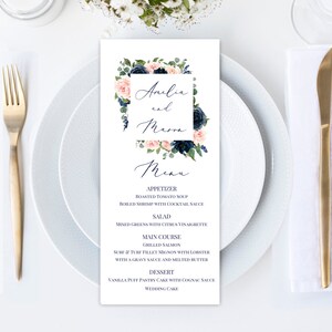 Navy Blue and Blush Envelope Liners Add On Wedding Invitation Suite Navy and Blush Amelia Collection TPC9006 image 7