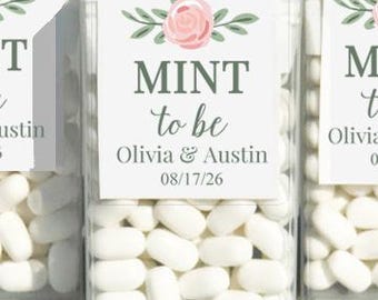 Personalized Mint to Be Wedding Shower Favors Engagement Party Tic Tacs Printed Blush and Sage Olivia Collection TPC9105