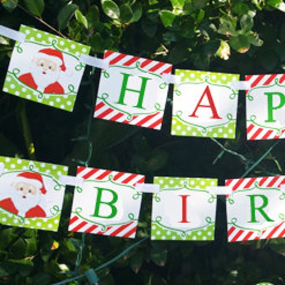 Happy Birthday Santa Christmas Banner Printable - Christmas is Here Collection Il_570xn
