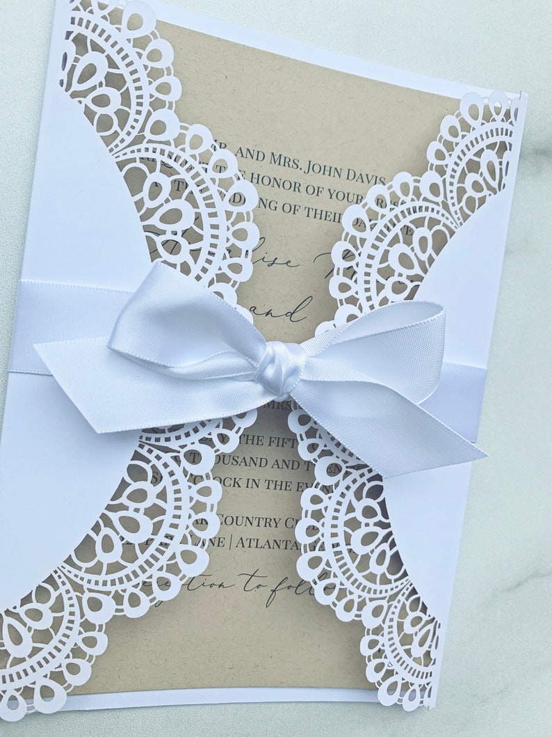 Doily Lace Wedding Invitations Wedding Suite Engagement Party Couples Shower Rehearsal Printed Wedding Invitations image 3