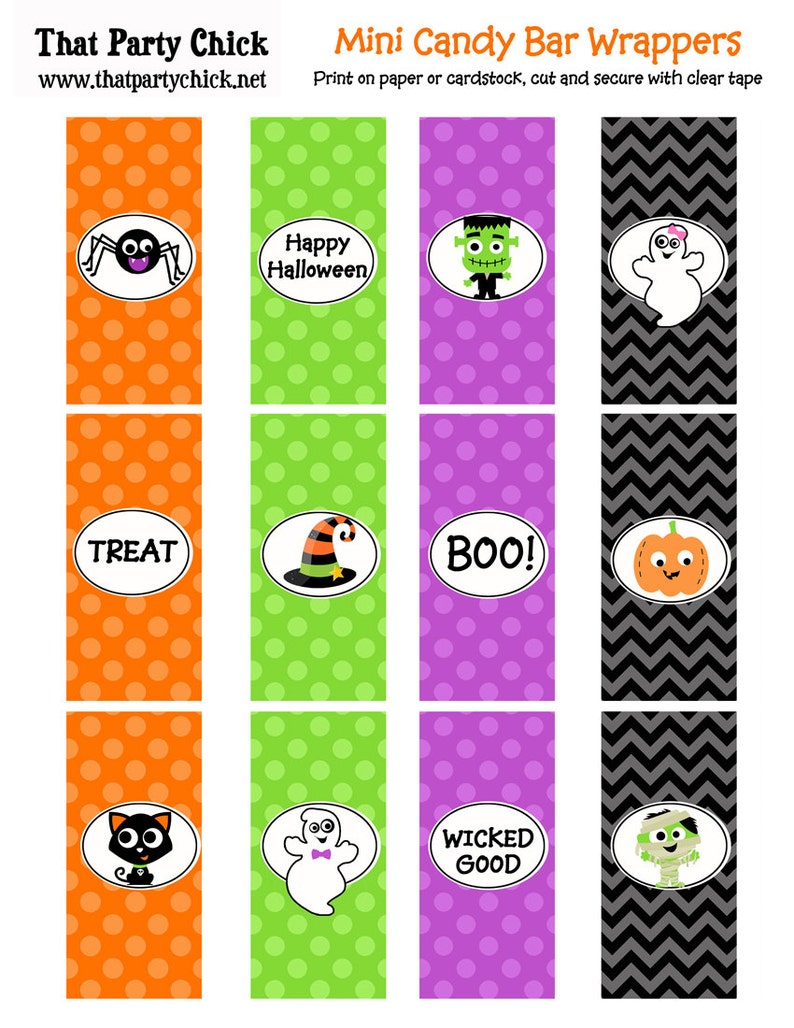 Halloween Mini Candy Wrappers Printable INSTANT DOWNLOAD | Etsy