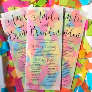 Confetti Stuffed Wedding Programs: Modern Biodegradable Confetti