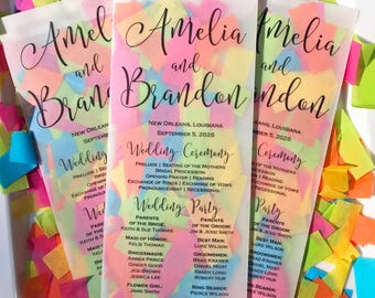 Confetti Stuffed Wedding Programs: Modern Biodegradable Confetti