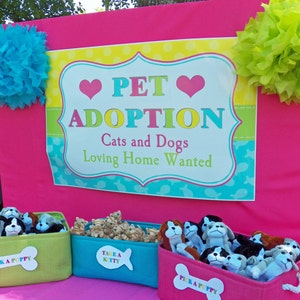 Pet Adoption Sign Cat and Dog Sign Printable - Kitty and Puppy - Meow, Sit Stay and Play Collection