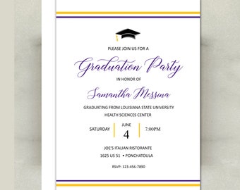 Graduation Party Invitation in ANY Colors Luncheon Dinner Party Graduate College High School Nursing Law School Doctorate