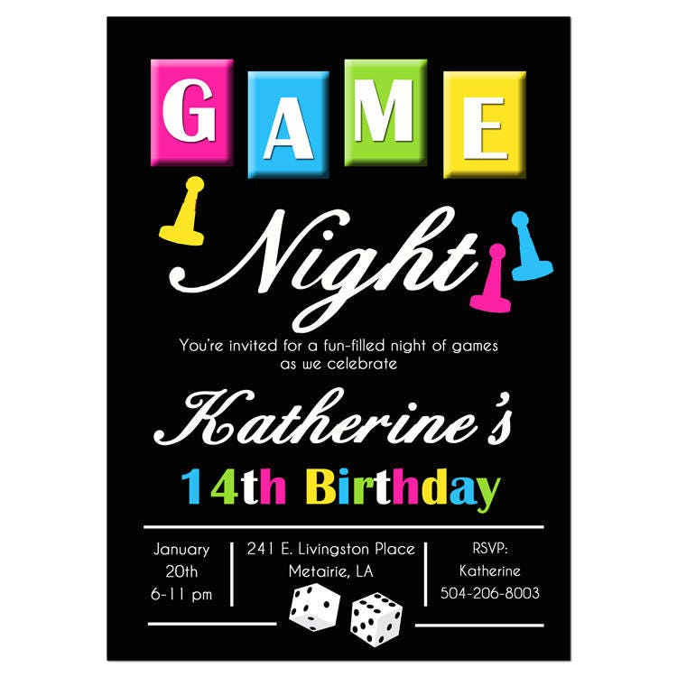 Game Night Invitation Printable or Printed with FREE SHIPPING | Etsy