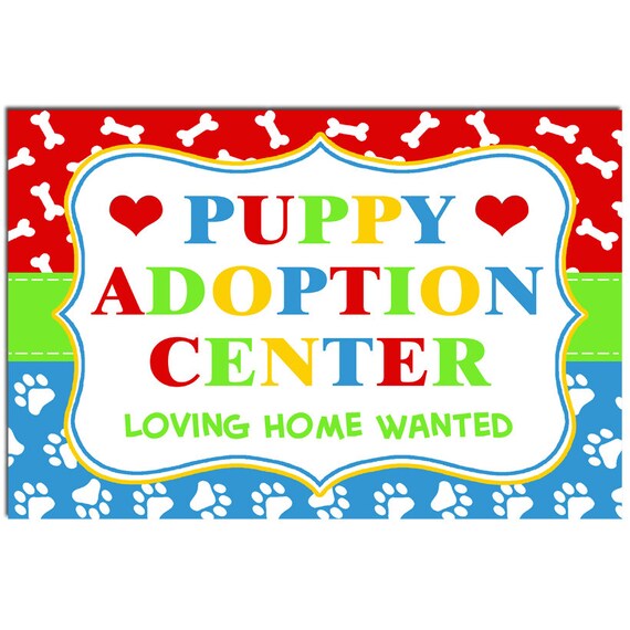Puppy Dog Adoption Sign Cat and Dog Sign Printable - Puppy Party Fun