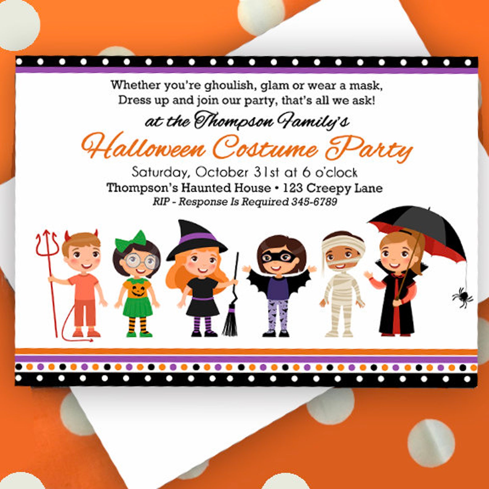 Halloween Kid's Invitation Printable or Printed with FREE | Etsy
