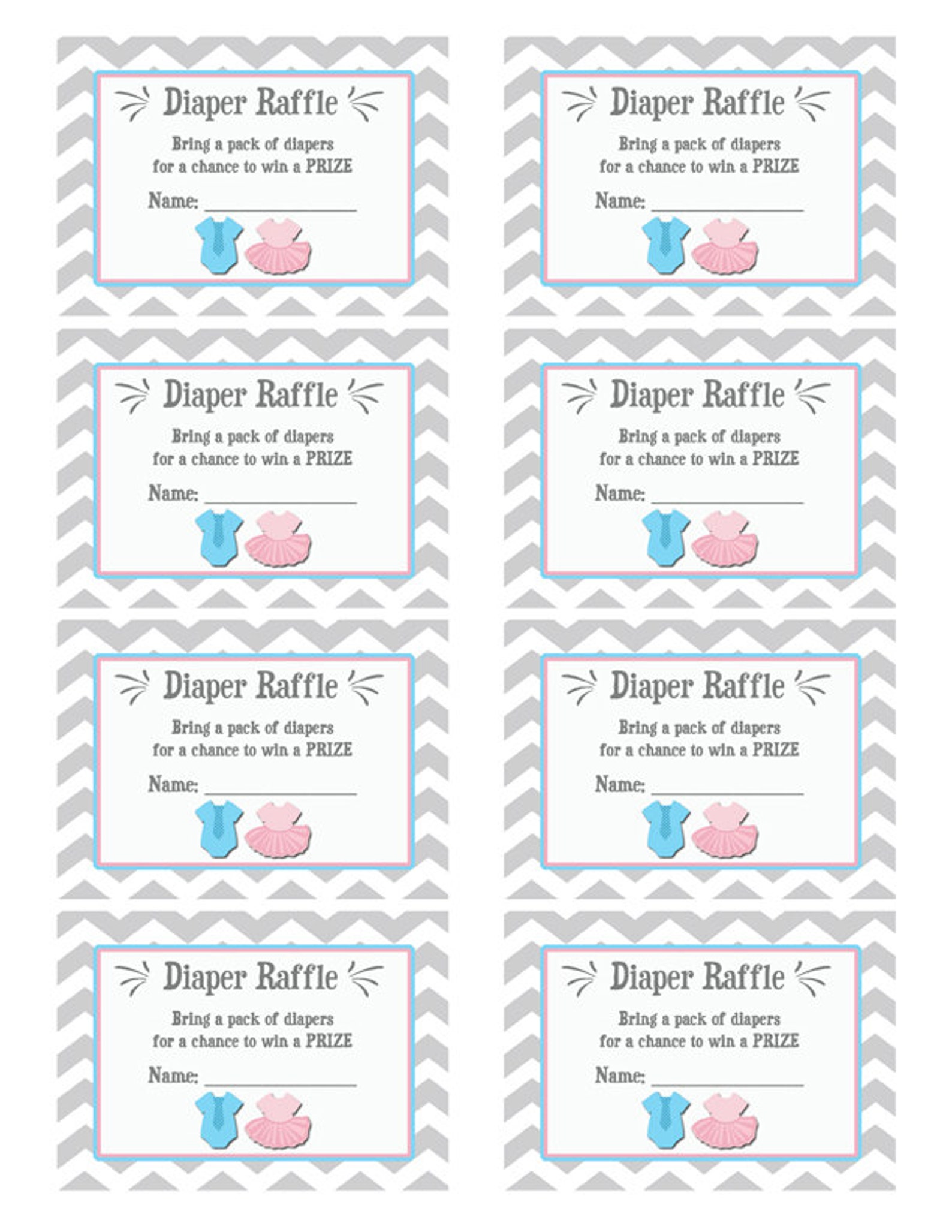 Diaper Raffle Printable Instant Download Gender Reveal - Etsy
