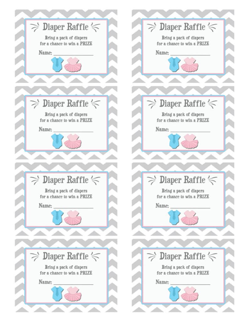 Diaper Raffle Printable Instant Download Gender Reveal Etsy