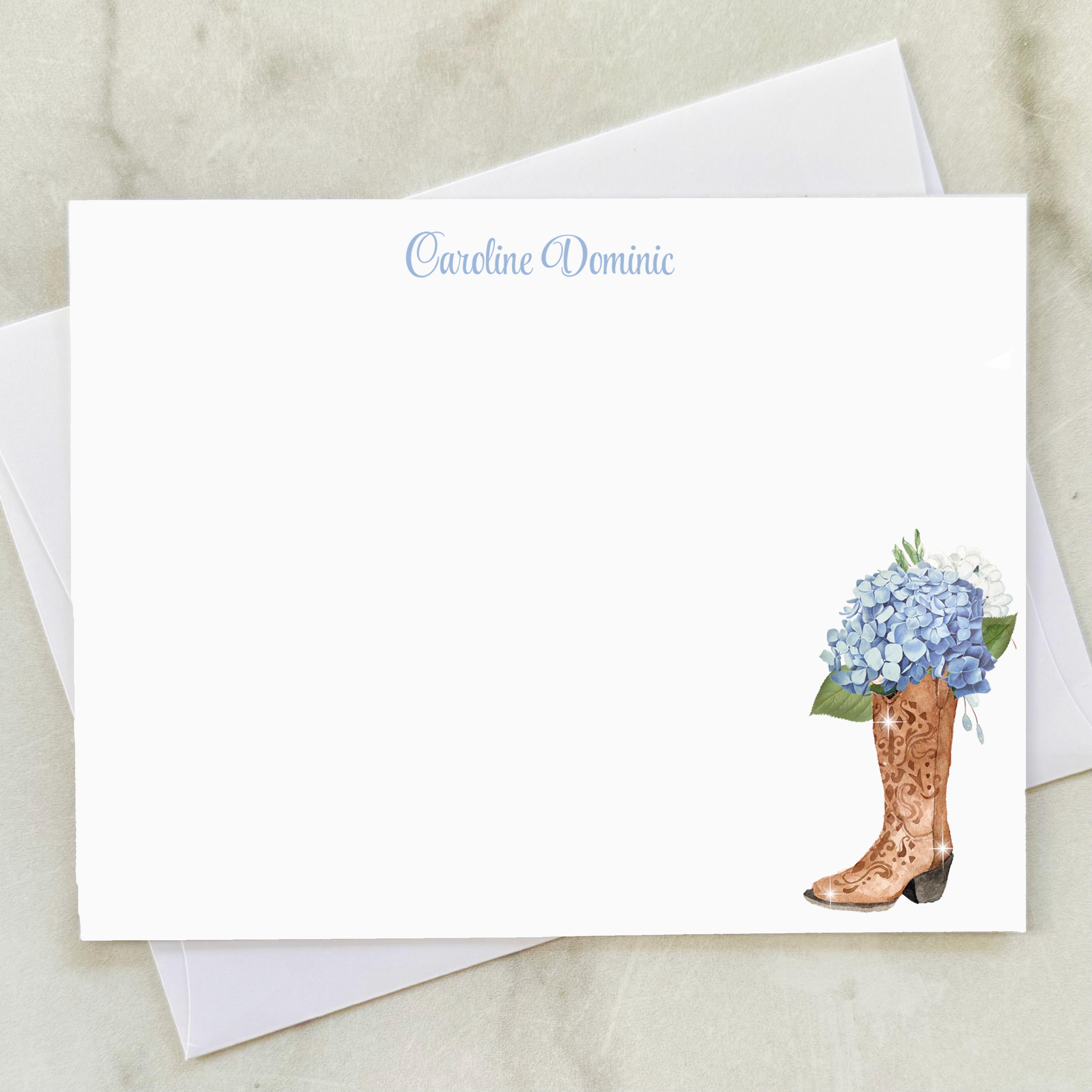 Blue Hydrangea Note Cards Personalized Stationery With Envelopes Gift ...