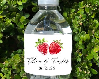 Strawberry Water Labels Printed Wedding Engagement Party Rehearsal Dinner Birthday