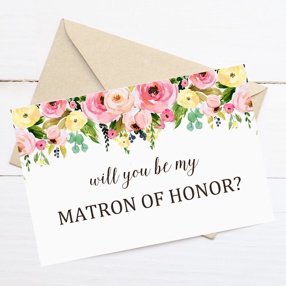 Will You Be My Matron of Honor Printable Instant Download Floral