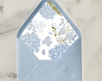 Blue Hydrangea Envelope Liners - Invitation Suite Dusty Blue Dusty Blue Hydrangea Meredith Collection TPC9095