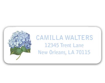 Blue Hydrangea Personalized Wedding Return Address Labels Stickers