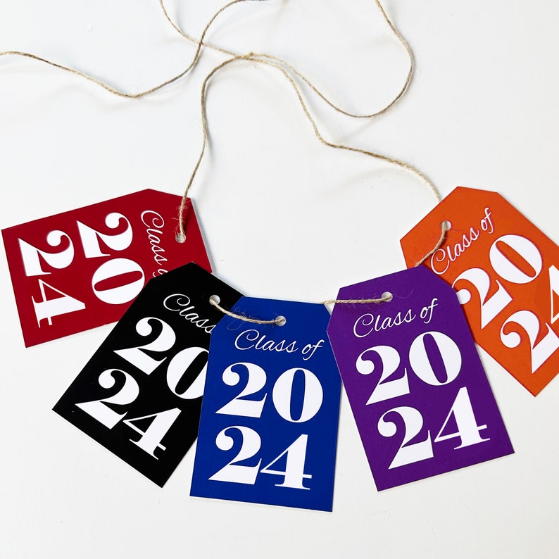 Graduation Class of 2024 XL Tag for Centerpieces Favors Printed Tags ANY School Colors Dinner Graduation Party Favors Tags Printed image 3