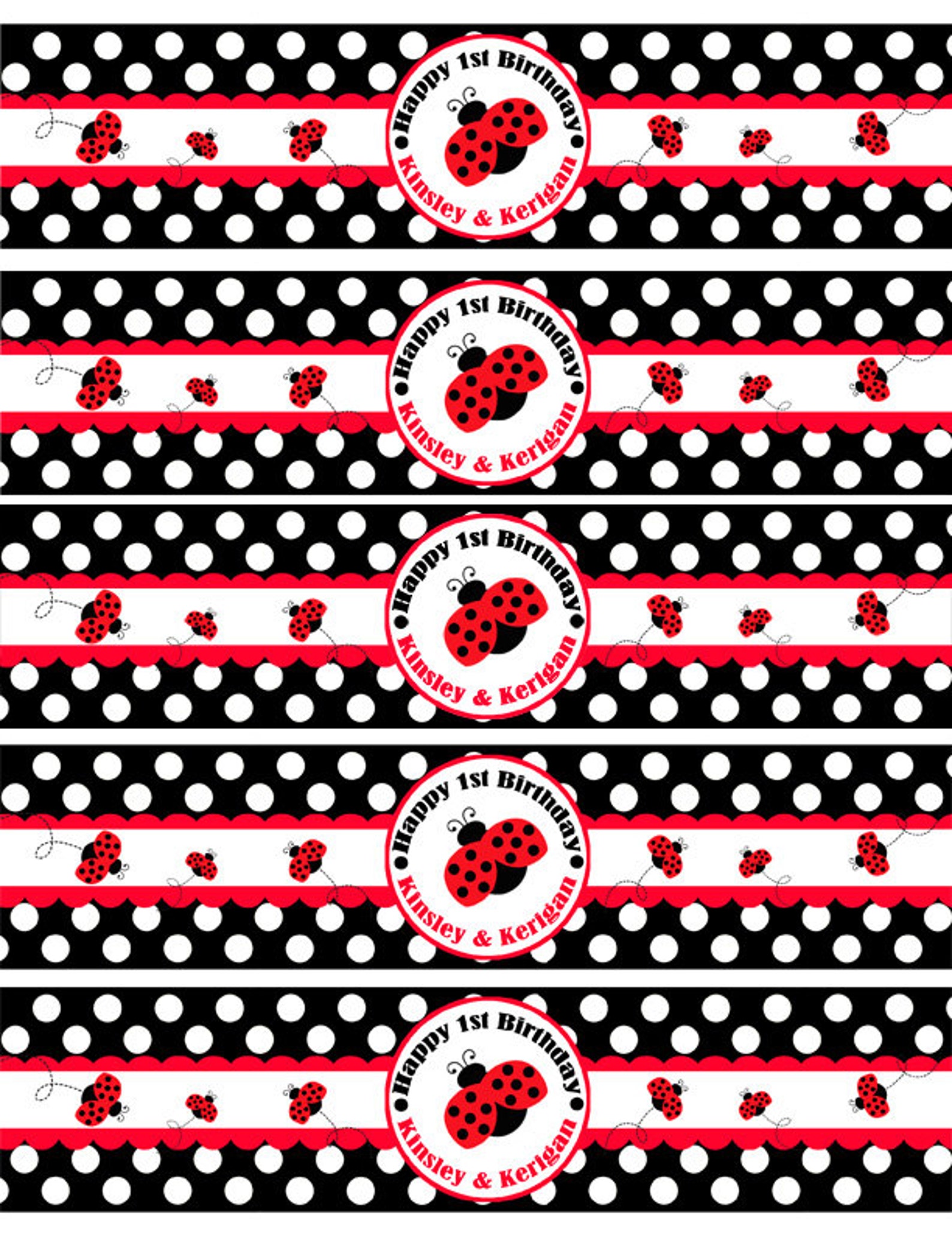 personalized ladybug water labels printable little red lady etsy