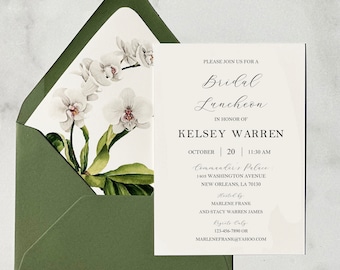 Orchid Bridal Shower Luncheon Wedding Invitations Suite Ivory Engagement Party Rehearsal Dinner - Kelsey Orchid Collection TPC9080