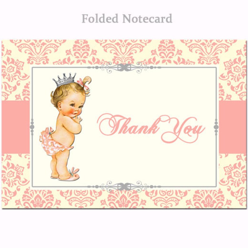 Vintage Baby Thank You Note Printable Instant Download Etsy