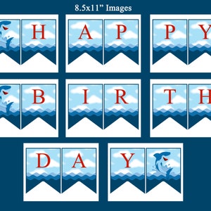 Shark Happy Birthday Banner Printable - Instant Download - Shark Party ...