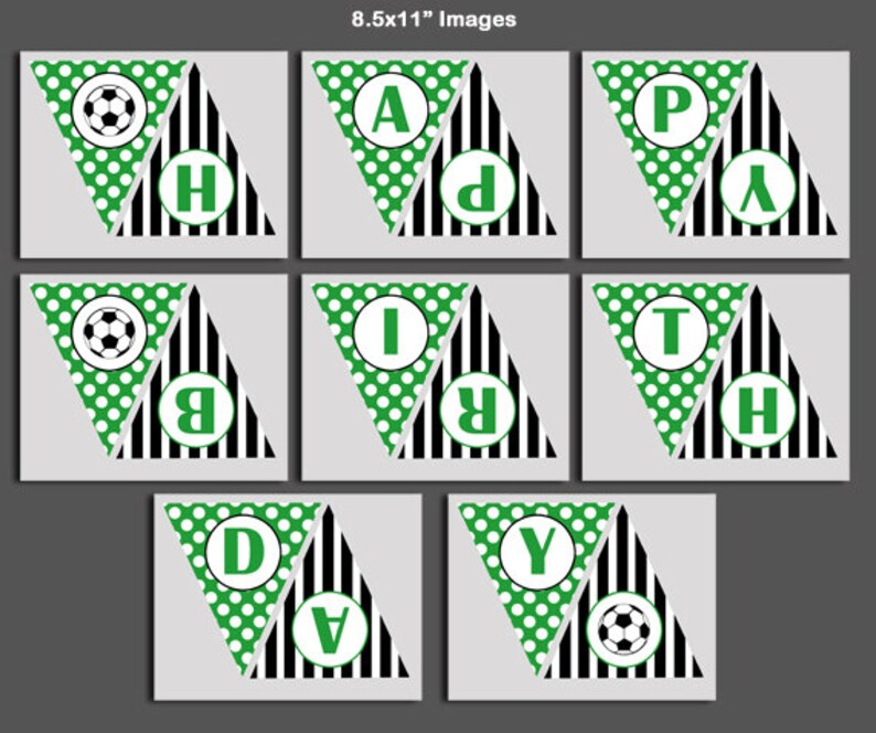 Soccer Banner Printable Happy Birthday and Soccer Ball | Etsy