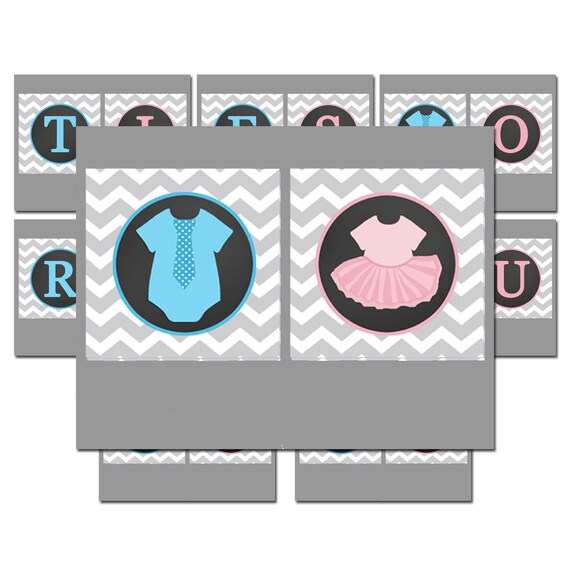 Gender Reveal Ties or Tutus Bunting Banner Printable - Ties or Tutus Collection Il_570xn