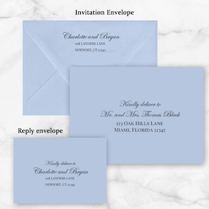 Blue Wedding A7 Printed Envelopes and Printing Guest Address Return Address Suite Dusty Blue Hydrangea Elizabeth Collection TPC9001