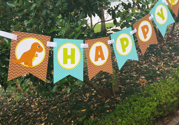 Dinosaur Happy Birthday Banner Printable - Instant Download - DINO-mite Collection Il_570xn