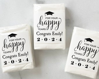 Graduation Happy Tears Tissue Personalized Wedding Favors Ceremony Pack of 10