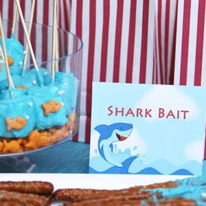 EDITABLE Shark Tent Style Buffet Labels Printable - Instant Download -Shark Party Collection