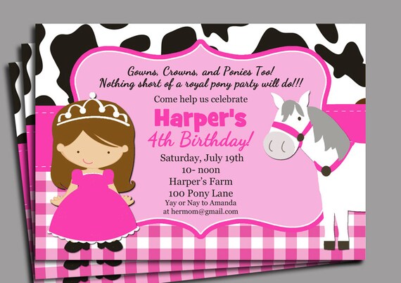 Princess Invitation Printable or Printed with FREE SHIPPING Princess Confetti Collection