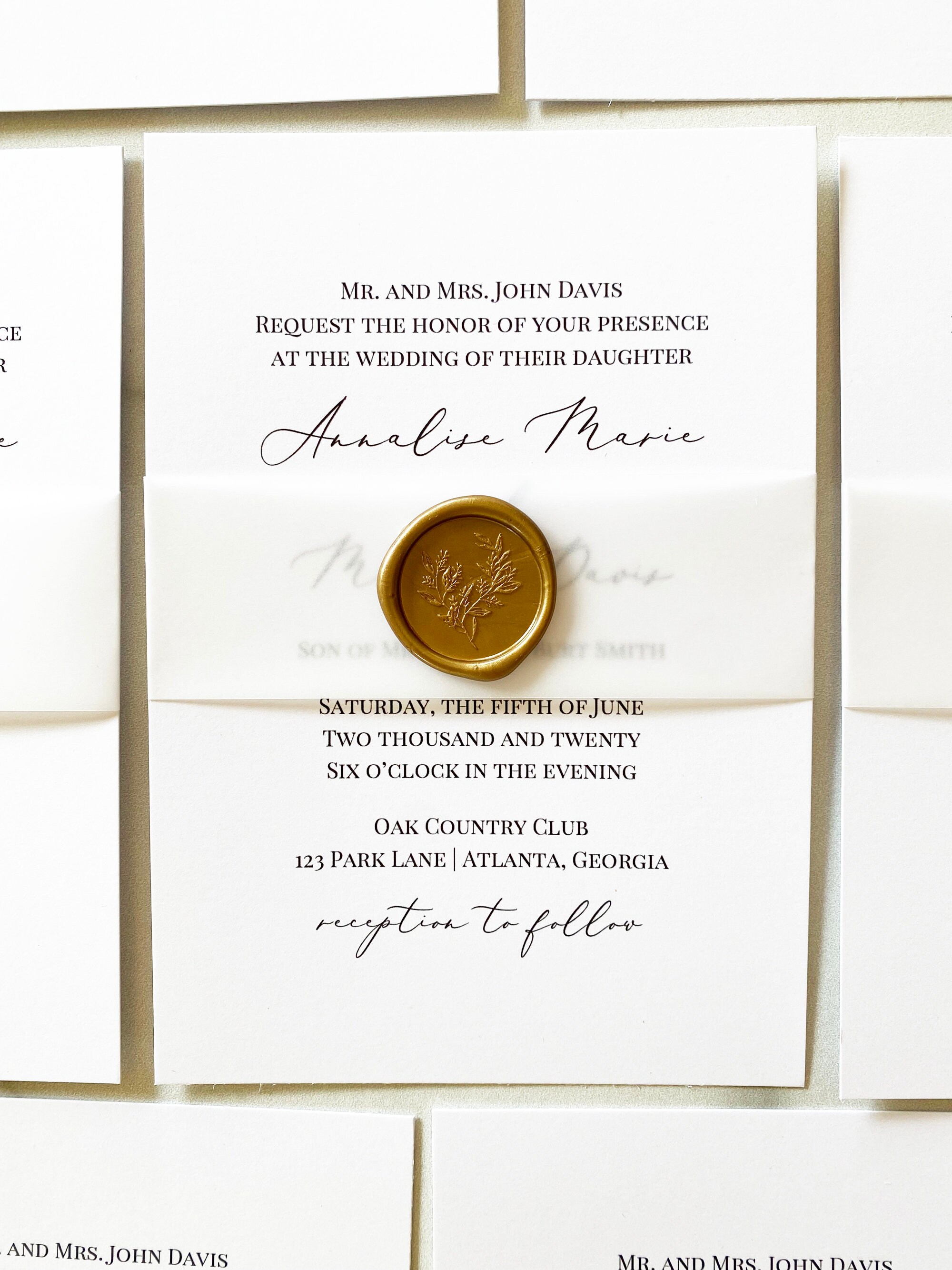 Vellum Belly Band and Wax Seal Wedding Embellishments Bells Etsy