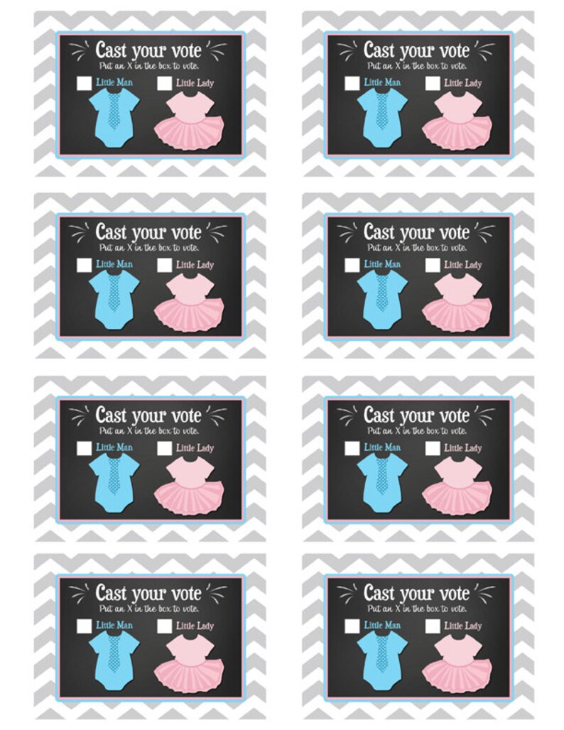 Gender Reveal Voting Cards Printable Little Man Or Little Etsy