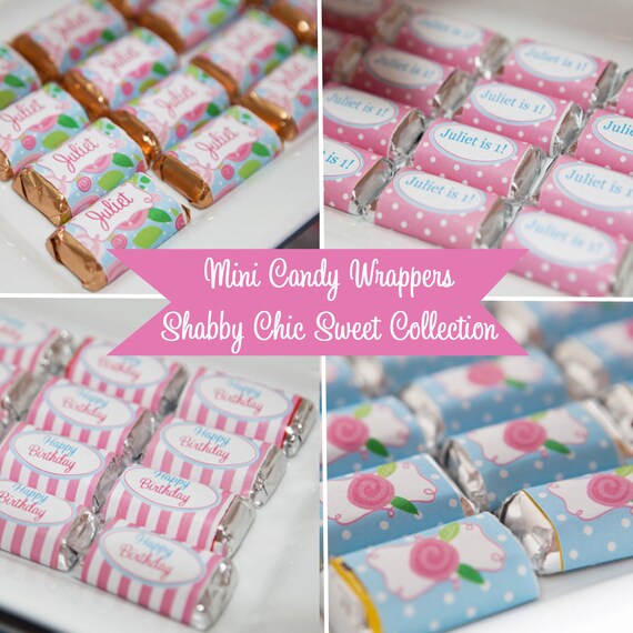 Floral Mini Candy Wrapper Printable Shabby Chic Sweet | Etsy