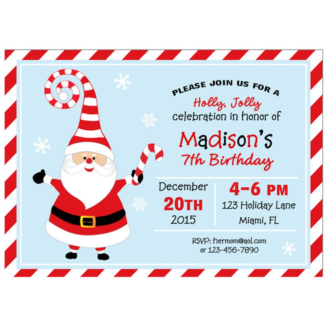 Santa Claus Christmas Invitation Printable ANY Wording | Etsy