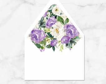 Lavender Wedding Shower Envelope Liners and Envelopes Suite - Lilac Lavender Marilyn Collection TPC9002