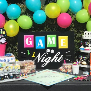 Game Night Sign Backdrop 20x30 Poster Printable Instant Download Girl's Game Collection image 2
