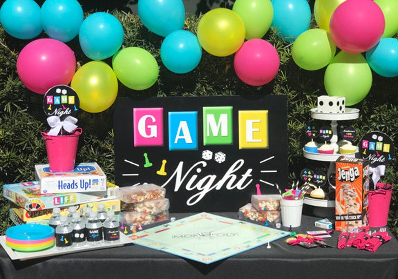 Game Night Sign Backdrop 20x30 Poster Printable Instant Download Girl's Game Collection image 2