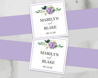 Lavender Wedding Tags and Belly Band for Wedding Invitations Wrap or Tags Only Suite - Lilac Lavender Marilyn Collection TPC9002