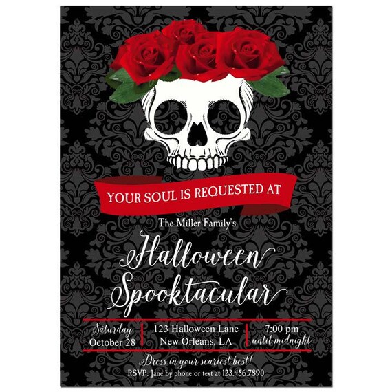 Halloween Gothic Glam Invitation Printable or Printed with FREE SHIPPING - Any Wording - Gothic Glam Collection Il_570xn