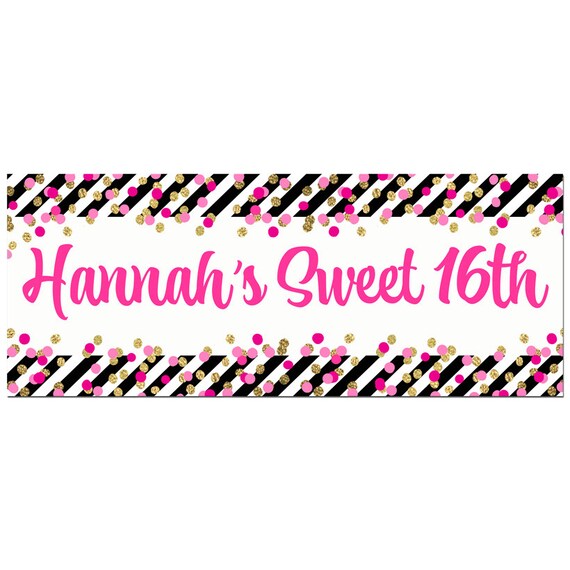 2x5' Sweet 16 or ANY Wording Big Banner - Printable or Printed -You Personalize - Girl's Confetti Collection Il_570xn