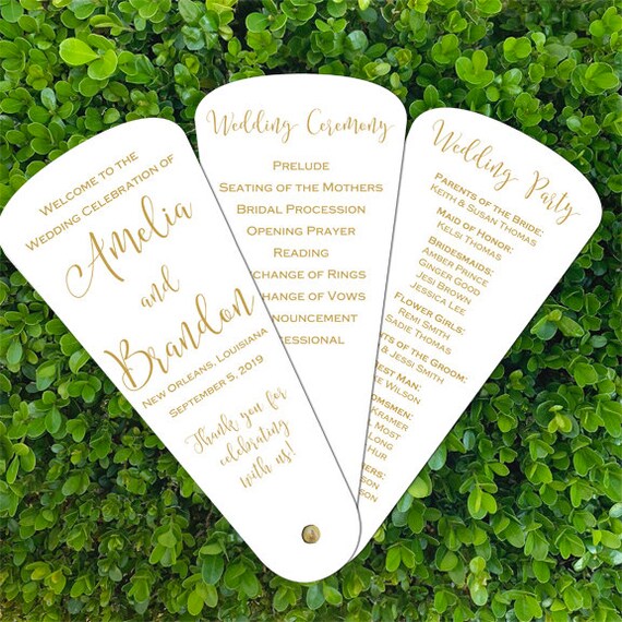 Modern Collection Wedding Program Petal Fans Assembled