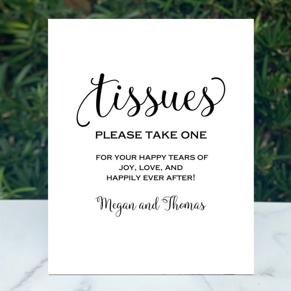 Printed Happy Tears Tissues Wedding 8x10" Sign Poster or Foam Board Shower