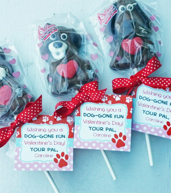 Personalized Valentine Puppy Dog Tags, Treat Tags, Favor Tags, Cupcake Toppers Printable - Dog-gone Good Il_570xn